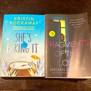 She's Faking It and Fragments of the Lost Books soft cover book lot Miranda